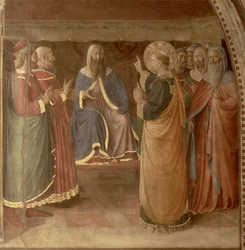 San Esteban predicando y San Esteban dirigiéndose al Consejo